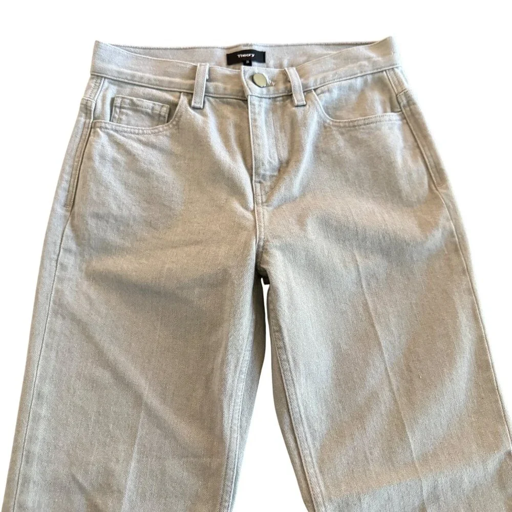 Theory Treeca Straight-Leg Mid Rise Cotton Blend Women's Gray Jeans Size 26 NWOT - Picture 3 of 11